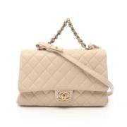 Pre-owned Leather handbags Chanel Vintage , Beige , Dames