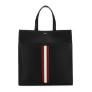 Stijlvolle Zwarte Leren Winkel Tas Bally , Black , Heren