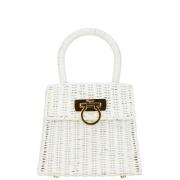 Pre-owned Fabric handbags Salvatore Ferragamo Pre-owned , White , Dame...