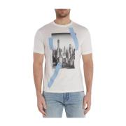 Gedrukt T-shirt - Wit Ronde Hals Korte Mouw Armani Exchange , White , ...