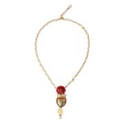 Gouden Kristallen Hart Bedel Ketting Dolce & Gabbana , Yellow , Dames