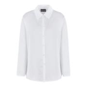 Satin Crepe Classic Collar Shirt Emporio Armani , White , Dames