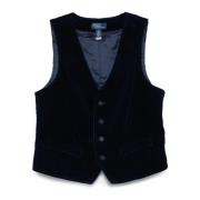 Blauw Fluwelen Ribfluwelen Gilet Jas Ralph Lauren , Blue , Dames