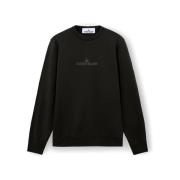 Katoen Fleece Crewneck Sweatshirt Lood Grijs Stone Island , Black , He...