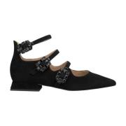 Drievoudige gesp platte ballerina schoenen Alma EN Pena , Black , Dame...