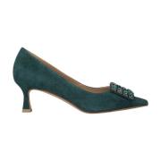 Vierkante Strass Mid Heel Schoen Alma EN Pena , Green , Dames