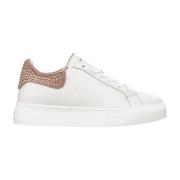 Leren sneaker met strass detail Alma EN Pena , White , Dames