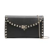 Zwarte Leren Studs Ketting Portemonnee Valentino Garavani , Black , Da...