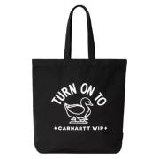 Stamp Tote Zwart Wit Denim Tas Carhartt Wip , Black , Dames