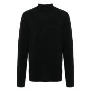 Stijlvolle Highneck Trui Roberto Collina , Black , Heren