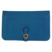 Pre-owned Leather wallets Hermès Vintage , Blue , Dames