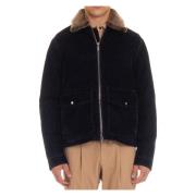 Blauwe Zip Jas met Afneembare Shearling Kraag Moorer , Blue , Dames