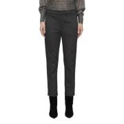 Zip Pants in Herringbone Patroon Dondup , Black , Dames