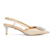 Dames luxueuze trouwdag pumps met lage hak Kazar , Beige , Dames