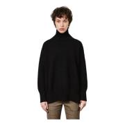 Cashmere Turtleneck Sweater with Slits Massimo Alba , Black , Dames