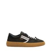 Zwarte Stoffen Sneakers met Gerecyclede Materialen Puraai , Black , He...