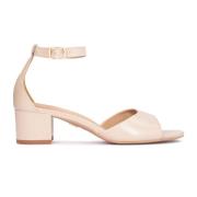 Beige sandalen voor dames op een comfortabele hak Kazar , Beige , Dame...