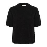 Zwarte Gebreide Pullover Korte Mouw Trui My Essential Wardrobe , Black...