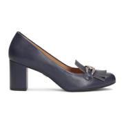 Leren pumps met een brede hak Kazar , Blue , Dames