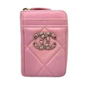 Pre-owned Leather wallets Chanel Vintage , Pink , Dames