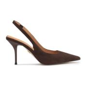 Donkerbruine open hiel pumps op een originele hak Kazar , Brown , Dame...