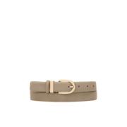 Taupe gladleren riem met halfrond gesp Kazar , Beige , Dames