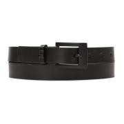 Subtiel zwart riem met metalen gesp en logo Kazar , Black , Dames