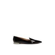 Platte gelakte pumps met gouden hak Kazar , Black , Dames