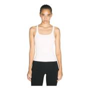 Geribbelde tanktop met zilveren hardware Mugler , White , Dames