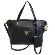 Pre-owned Leather handbags Prada Vintage , Black , Dames