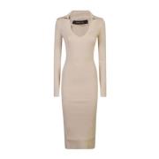 Beige Jurk Aw24 Federica Tosi , Beige , Dames