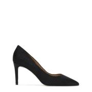 Elegante leren stilettohakken met reliëfpatroon Kazar , Black , Dames