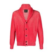 Open Front Cardigan Roberto Collina , Red , Heren