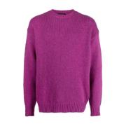 Stijlvolle Pullover met Girocollo Detail Roberto Collina , Purple , He...