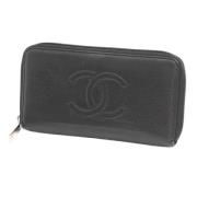 Pre-owned Leather wallets Chanel Vintage , Black , Dames