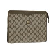 Pre-owned Leather clutches Gucci Vintage , Beige , Dames