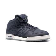 Blauwe Nylon Hitop Sneakers Fendi , Blue , Heren