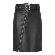 Moderne Stoere Leren Effect Rok Karl Lagerfeld , Black , Dames