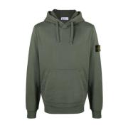 Klassieke Groene Katoenen Hoodie met Afneembaar Kompasembleem Stone Is...