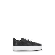 Zwarte Leren Sneakers met Ademende Details Hogan , Black , Dames