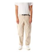 Twill Broek met Elastische Taille Gramicci , Beige , Heren