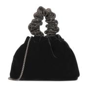 Zwarte stoffen handtas met versierd handvat Kazar , Black , Dames