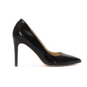 Klassieke zwarte gestempelde leren stiletto's Kazar , Black , Dames