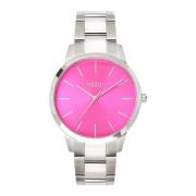 Zilveren horloge met roze wijzerplaat Kazar , Pink , Dames