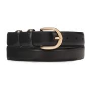 Zwarte leren riem met afgeronde gesp Kazar , Black , Dames