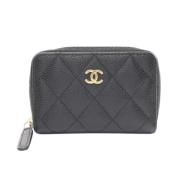 Pre-owned Leather wallets Chanel Vintage , Black , Dames