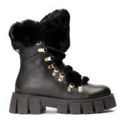 Veterschoenen met bont Kazar , Black , Dames