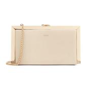 Beige clutch tas met metalen frame Kazar , Beige , Dames