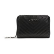 Kleine leren portemonnee met gewatteerd patroon Kazar , Black , Dames