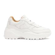 Witte leren sneakers op een dikke zool Kazar , White , Dames